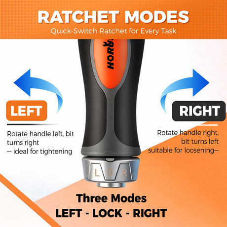 HORUSDY 6-in-1 Ratcheting Screwdriver Set, Magnetic Multi-Bit Screwdriver with Built-in Premium S2 Bits & 126mm Extension Bar, Dad Mens Gifts for Christmas, All-in-One Tool for Home Repair, DIY