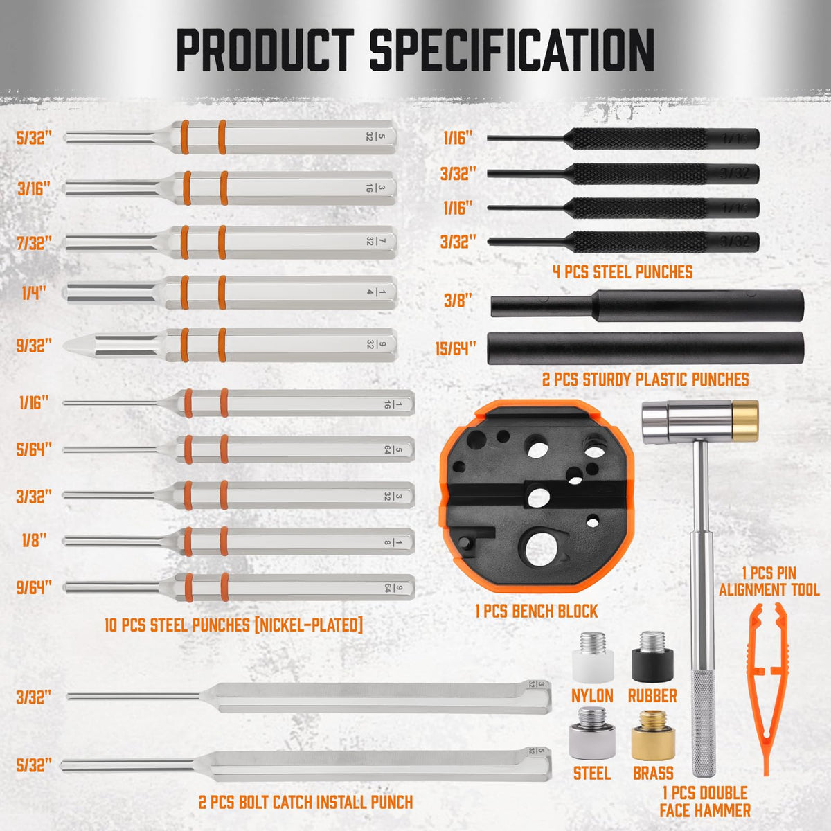 HORUSDY Punch and Hammer Set