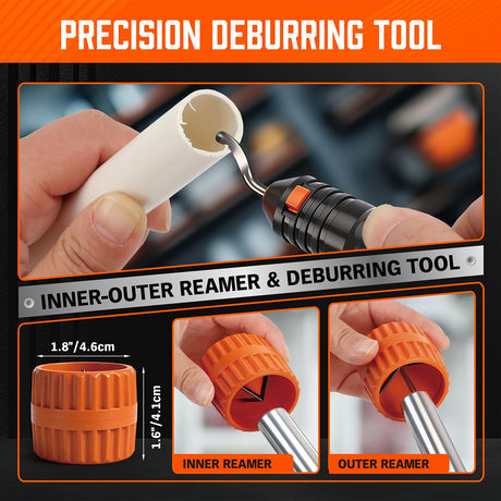 HORUSDY 4-Piece Ultimate Tube Cutter Set, Heavy Duty Pipe Cutter 1/4"-2", Mini Tubing Cutter 1/8"-7/8", Deburring Tool & Inner Outer Reamer for Copper, PVC, Aluminum Plumbing & HVAC Pipes