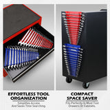 4-Pack Magnetic Wrench Organizer, 64-Slot Premium Wrench Rack Holder Tool Trays for Toolboxes Drawer Storage, SAE (1/4" - 1-1/16") & Metric (6mm - 24mm)