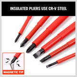 HORUSDY 6-Piece 1000V Insulated Precision Screwdriver Set, Magnetic Tip CR-V Electrician Tools with Cushion Grip TPR Handle for Electrical Applications