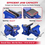 6-Inch Bench Vise with Jaw Pads, Heavy Duty Workbench Vise with Anvil, 360° Swivel Locking Base, 4500 lbs Clamping Force Bench Vice for Woodworking, Drilling, Pipe Cutting