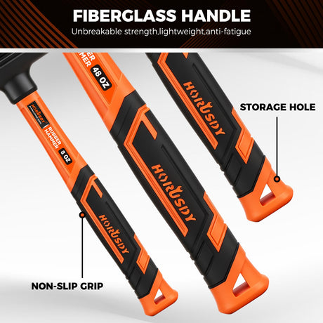 HORUSDY 4-Piece Dead Blow Hammer Set (0.5lb, 1lb, 2lb, 3lb) – One-Piece Molded Body, Steel Shot Filled, No Rebound, Non-Spark, Non-Slip Grip, for Auto, Carpentry & Tile Work | Amazon US image 5