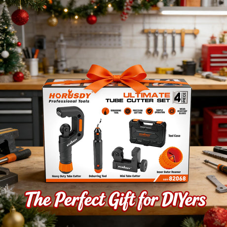 HORUSDY 4-Piece Ultimate Tube Cutter Set, Heavy Duty Pipe Cutter 1/4"-2", Mini Tubing Cutter 1/8"-7/8", Deburring Tool & Inner Outer Reamer for Copper, PVC, Aluminum Plumbing & HVAC Pipes