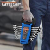 HORUSDY Combination Ratchet Wrenches Set with SAE | 8 Pieces Wrench Set with Wrench Organizer | 72-Tooth | 5° Swing Arc | 1/4" - 11/16" | Chrome Vanadium Steel