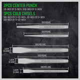 16-Piece Precision Punch & Chisel Set - Taper Punch, Pin Center Punch, Cold Chisels & Gauge for Versatile Applications