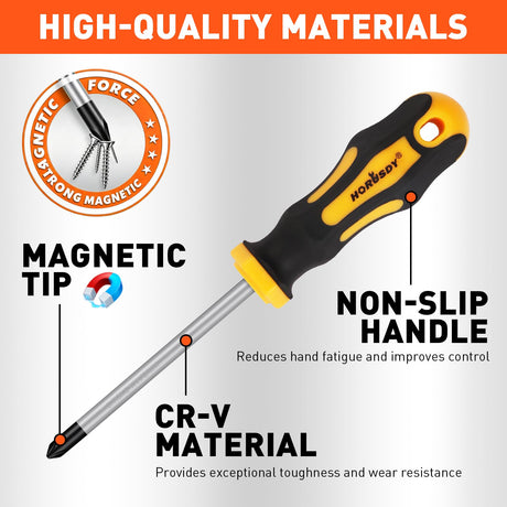 HORUSDY 11-Pieces Magnetic Screw driver, Magnetic 5 Phillips and 5 Flat Head Tips for Fastening and Loosening Seized