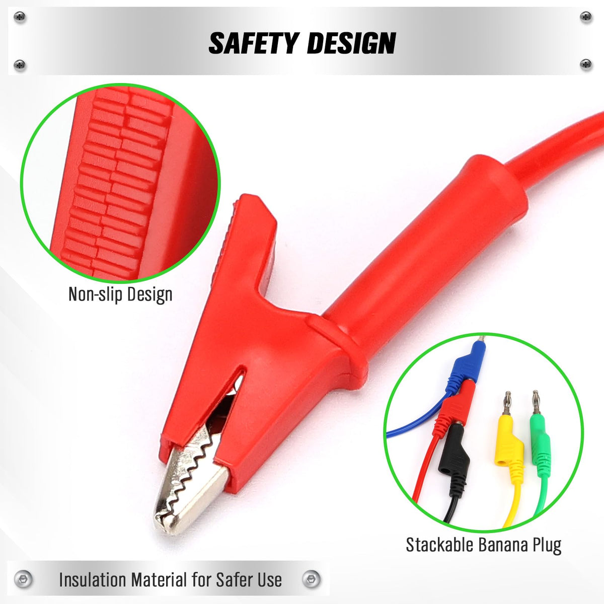SWANLAKE 5-Piece Banana Plug to Alligator Clip Test Leads, 1000V 15A 3.5ft/1M Multimeter Electrical Alligator Clips, Flexible Copper Cable Banana Plug, Electrical Wires with Gator Clips