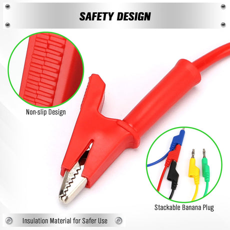 SWANLAKE 5-Piece Banana Plug to Alligator Clip Test Leads, 1000V 15A 3.5ft/1M Multimeter Electrical Alligator Clips, Flexible Copper Cable Banana Plug, Electrical Wires with Gator Clips