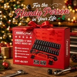 32-Piece 1/2" Drive Impact Socket Set, Metric SAE Deep Sockets, CR-V Steel