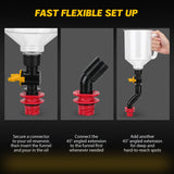 18-Piece No Spill Engine Oil Funnel Kit, 1.59QT/ 1.5L Automotive Coolant Funnel Set, 12 Adapters, Elbow Fitting, Arrow Screen & Magnetic Tray, Compatible with GM, Ford, BMW, Audi, Land Rover Etc