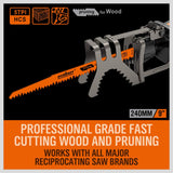 5-Pack 9-Inch Wood Pruning Reciprocating Saw Blades, 5TPI HCS Carbon Steel Sawzall Blades for Fast Cutting Green Wood, Branches & Plastic - Includes Storage Case