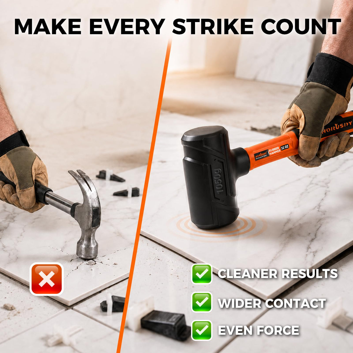 2 LB Dead Blow Hammer, One-Piece Molded, Steel Shot Filled, Non-Slip Grip | Amazon US image 8