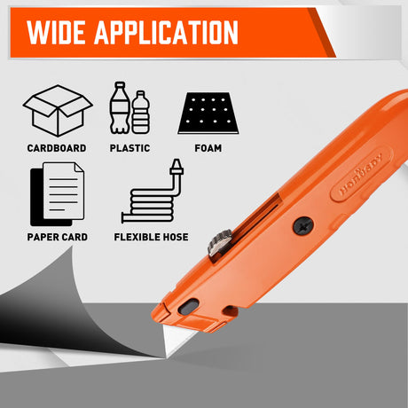 HORUSDY 2-Pack Box Cutter Utility Knife, Heavy Duty Aluminum Shell Retractable Box Cutter for Cardboard, Boxes and Cartons, Extra 10 Blades.