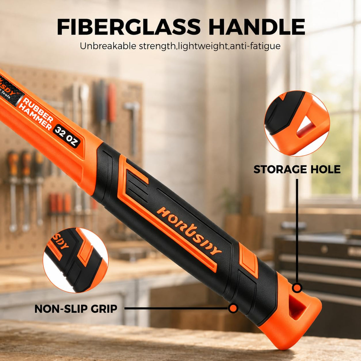 2 LB Dead Blow Hammer, One-Piece Molded, Steel Shot Filled, Non-Slip Grip | Amazon US image 5