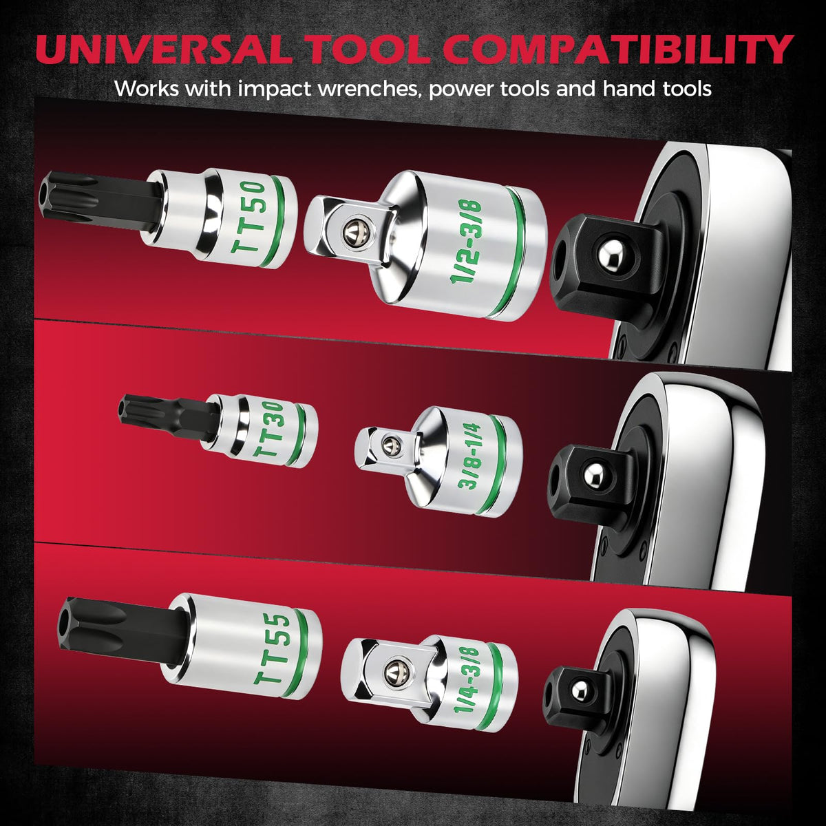 16-Piece Torx Bit Socket Set, Premium S2 Steel, European Style TT8-TT60
