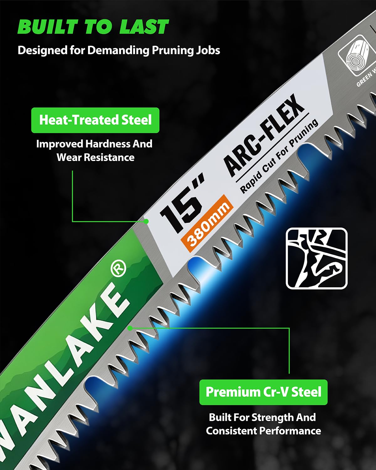 15-Inch Reciprocating Saw Blades, 3-Pack 6TPI Arc Edge for Pruning