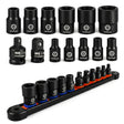 HORUSDY E-Torx Socket Set 13-Piece External Socket Set | 11-Piece Female E-Torx Sockets (E4-E20) Star Socket Set | 2-Piece Impact Socket Adapter Set