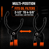 HORUSDY 12" Adjustable Oil Filter Pliers, Adjustable Oil Filter Wrench Removal Tool (Orange)