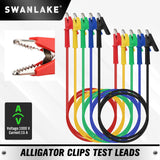 SWANLAKE 5-Piece Dual-Ended Alligator Clip Test Leads, 1000V 15A 3.5ft/1M Electrical Alligator Clips, Flexible Copper Cable Crocodile Clip, Mini Jumper Wires with Gator Clips