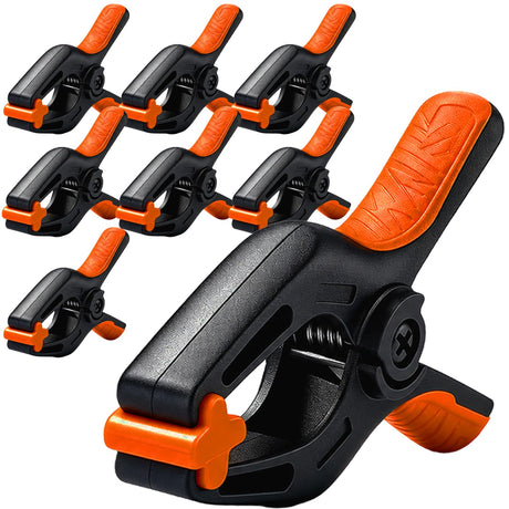 HORUSDY 8-Pack Spring Clamps Heavy Duty, 5-inch Large Plastic Clamps for Crafts with 2-3/8Inch Jaw Opening for DIY, Gluing, Clamping and Securing