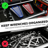 2-Pack Magnetic Wrench Organizer with Non-Slip Handle, 24-Slot Heavy-Duty Wrench Rack Holders for Toolbox & Drawer Storage, Fits SAE 1/4"-1-1/16" and Metric 6mm-24mm Wrenches