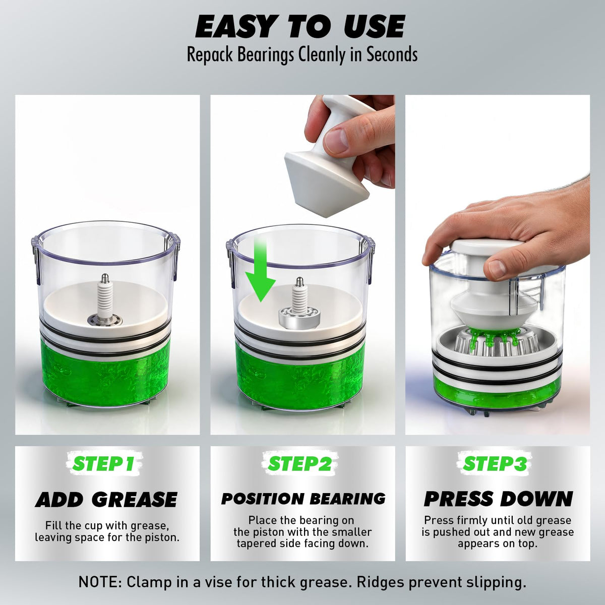 Premium Bearing Packer Kit, Portable Handy Wheel Bearing Packer Tool, Effortlessly Flushes Old Grease and Repacks Wheel Bearings