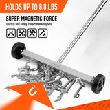 HORUSDY 17-Inch Rolling Magnetic Sweeper with Wheels | Adjustable Handle | 8.8-Pound Capacity Heavy-Duty Magnet to Pick Up Nails