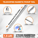 HORUSDY 4PCS Telescoping Magnetic Pick Up Tool Kit, Magnetic Sweepers Set with 360° Inspection Mirror, 2 Telescoping Magnetic Pickup Tools (5–25.6/6.9–29.5 in) & 24 in Flexible Claw Grabber