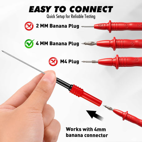 5-Piece Automotive Back Probe Pin Kit, 30V Needle Tip Terminal Test Probes, 4mm Banana Plug Compatible Backprobe Pins for Car Electrical Circuit Testing