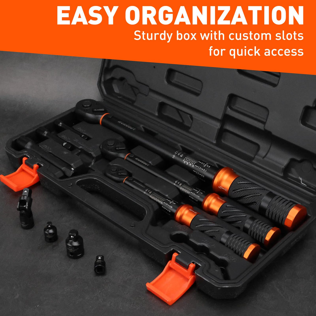 3Pack Torque Wrench Set, 1/4", 3/8", 1/2" Drive Click Torque Wrench Extra with Extension Bars & Adapters, Dual-Direction Adjustable Precision Torque Wrenches for Car, Motorcycle, Bike DIY Maintenance
