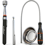 HORUSDY 4-PIECE Telescoping Magnetic Pickup Tools Set - Extendable Magnetic Pick Up Tools，Flexible Bendable Spring Magnet Stick