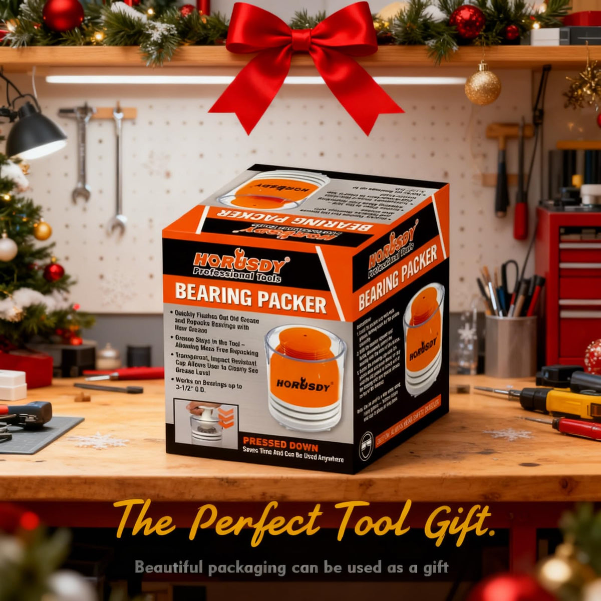HORUSDY Premium Wheel Bearing Packer Tool, Handy Portable Bearing Packer Kit, Effortlessly Flushes Old Grease and Repacks Wheel Bearings