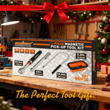 HORUSDY 4 - PIECE Magnetic Pickup Tools Kit | Extendable Telescoping Magnet Pick Up Tool Set 7-30.5” & 5-25” | Bend-It Flexible Magnetic Sweeper | Collapsible Parts Tray for Garage Workshop Yard
