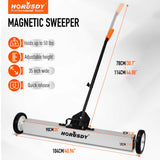 HORUSDY 36-Inch Rolling Magnetic Sweeper with Wheels | 40-Inch Telescoping Magnetic Pickup Tool | Adjustable Handle | 55-Pound Capacity Heavy-Duty Magnet to Pick Up Nails