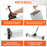 HORUSDY 36-Inch Rolling Magnetic Sweeper with Wheels | 40-Inch Telescoping Magnetic Pickup Tool | Adjustable Handle | 55-Pound Capacity Heavy-Duty Magnet to Pick Up Nails