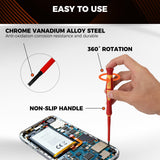 HORUSDY 12-Piece Precision Screwdriver Set, 1000V Insulated Electrician Screwdrivers with Magnetic Tips & Rotatable Top Cap, Phillips PH0/PH00, Slotted 1.8–3mm & Torx T5–T10 with Portable Storage Bag