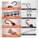 HORUSDY 21 - Piece Bungee Cord Set with Hooks & Straps, 10”/18”/24”/30”/36”/48” Heavy Duty Bungee Cords Assortment for Camping, Truck, Moving, Emergency, Outdoor Storage (30 Nylon Cable Ties Extra)