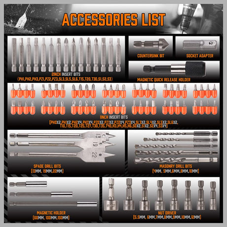 HORUSDY Impact Drill Bit Set, 112-Pieces 1/4" Hex Shank Impact Driver Bits and Screwdriver Bits Set for Screw Driving and Wood Metal Cement Drilling Screwdriver Bits Set with Storage Case | Amazon US image 3