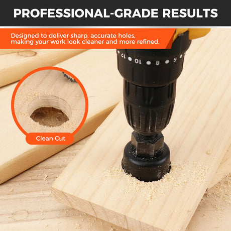 HORUSDY 8PCS Hole Saw Kit, 1"–2-1/8" (25–54mm), with 2 Pcs Drill Bits, Mandrel & Hex Key, Smooth Cut, DIY-Friendly Set for Soft Wood, Plywood, PVC