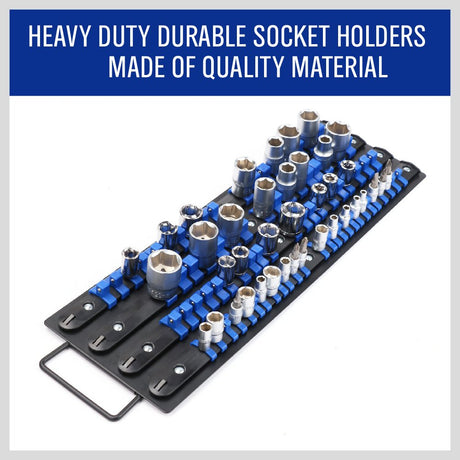 HORUSDY 80-Piece Heavy Duty Socket Organizer, 1/4-Inch, 3/8-Inch, 1/2-Inch, Premium Quality Socket Holders