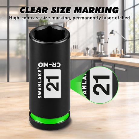 21mm Socket 1/2-inch Drive Deep Impact Axle Nut Socket