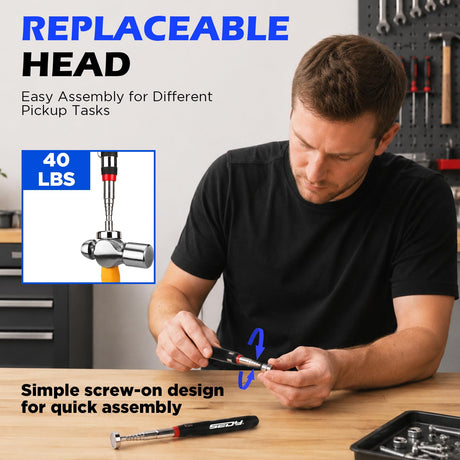 2-Pack Telescoping Magnetic Pickup Tool, 40 lb Pull Force, 30-Inch Extendable Magnetic Grabber Stick with Non-Slip Handle for Automotive Repair, Garage and Retrieving Screws, Nuts, Bolts and Nails
