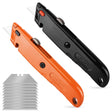 HORUSDY 2-Pack Box Cutter Utility Knife, Heavy Duty Aluminum Shell Retractable Box Cutter for Cardboard, Boxes and Cartons, Extra 10 Blades.