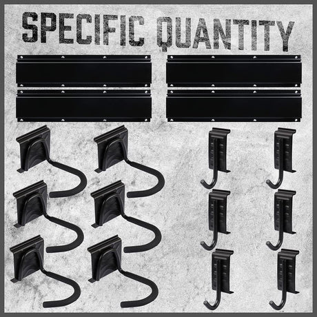 HORUSDY Stainless Steel Bike Storage Rack, 6 Bike Storage Hanger Wall Mount and 6 Helmets Hooks for Home & Garage Holds Up to 600lbs, Black