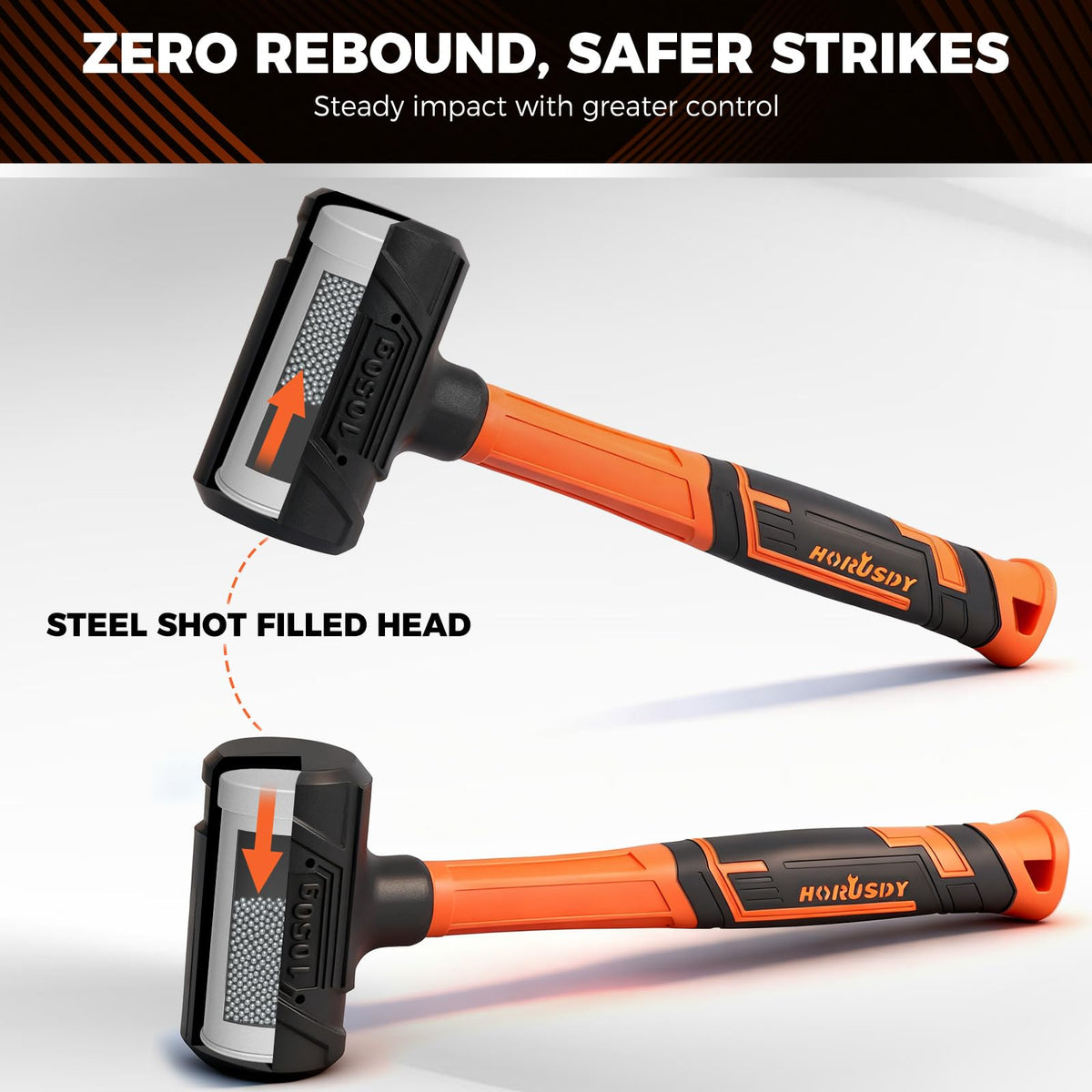 HORUSDY 4-Piece Dead Blow Hammer Set (0.5lb, 1lb, 2lb, 3lb) – One-Piece Molded Body, Steel Shot Filled, No Rebound, Non-Spark, Non-Slip Grip, for Auto, Carpentry & Tile Work | Amazon US image 6