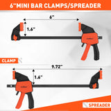 HORUSDY 6" Mini Bar Clamps for Woodworking - 2 Pack Quick Clamps F Clamp with 75 LBS Load Limit