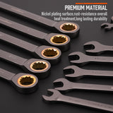 HORUSDY 12-Piece Metric Ratcheting Wrench Set | 8-19 mm | Ratchet Combination Wrenches Set with Organizer | 72-Teeth | Chrome Vanadium Steel