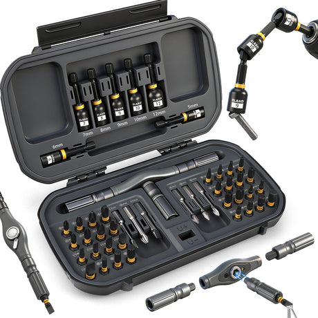 46 in 1 Magnetic Ratchet Screwdriver Set, Multi-Bit Screwdriver Kit, Nut Driver Set, Detachable Ratchet Handle with Storage Case, Repair Tool Kit for Furniture, Computer, Bicycle