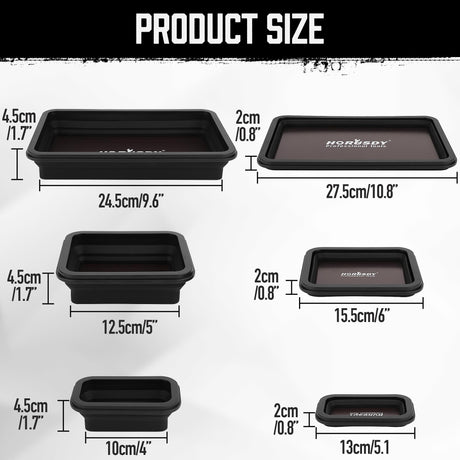 HORUSDY 3-Piece Magnetic Parts Tray Set, Tool Trays for Storage Organizer Screw, Bolts, Washers, Nuts and Small Tools. Tool Gifts for Men, Black
